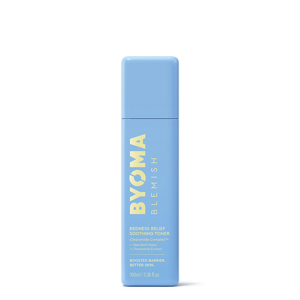BYOMA toner front bottle showing clean packaging and calming benefit