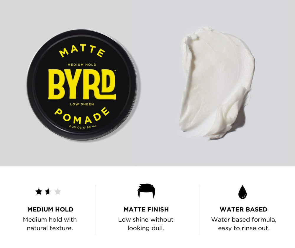Lifestyle image: BYRD Matte Pomade on surfboard backdrop reflecting California-inspired aesthetic