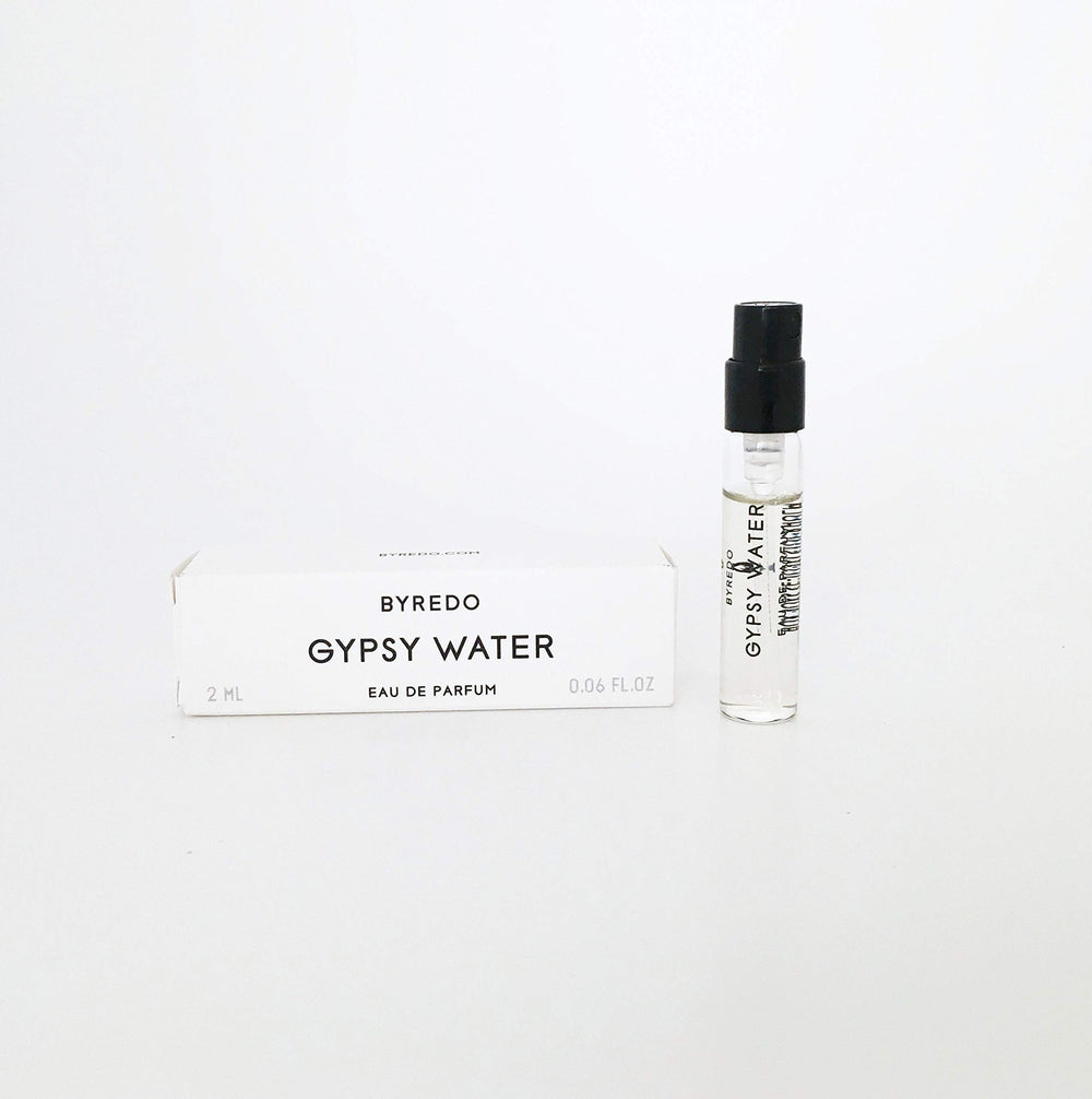 Byredo Gypsy Water sample front view showing compact travel-friendly packaging benefit