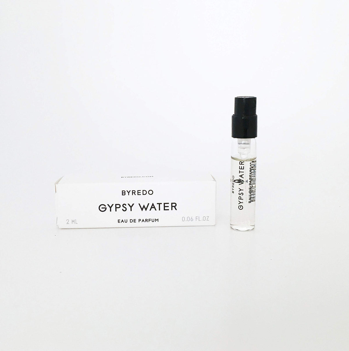 Byredo Gypsy Water sample front view showing compact travel-friendly packaging benefit