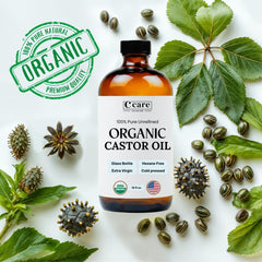 C CARE oil poured into hands demonstrating silky texture and deep hydration benefit