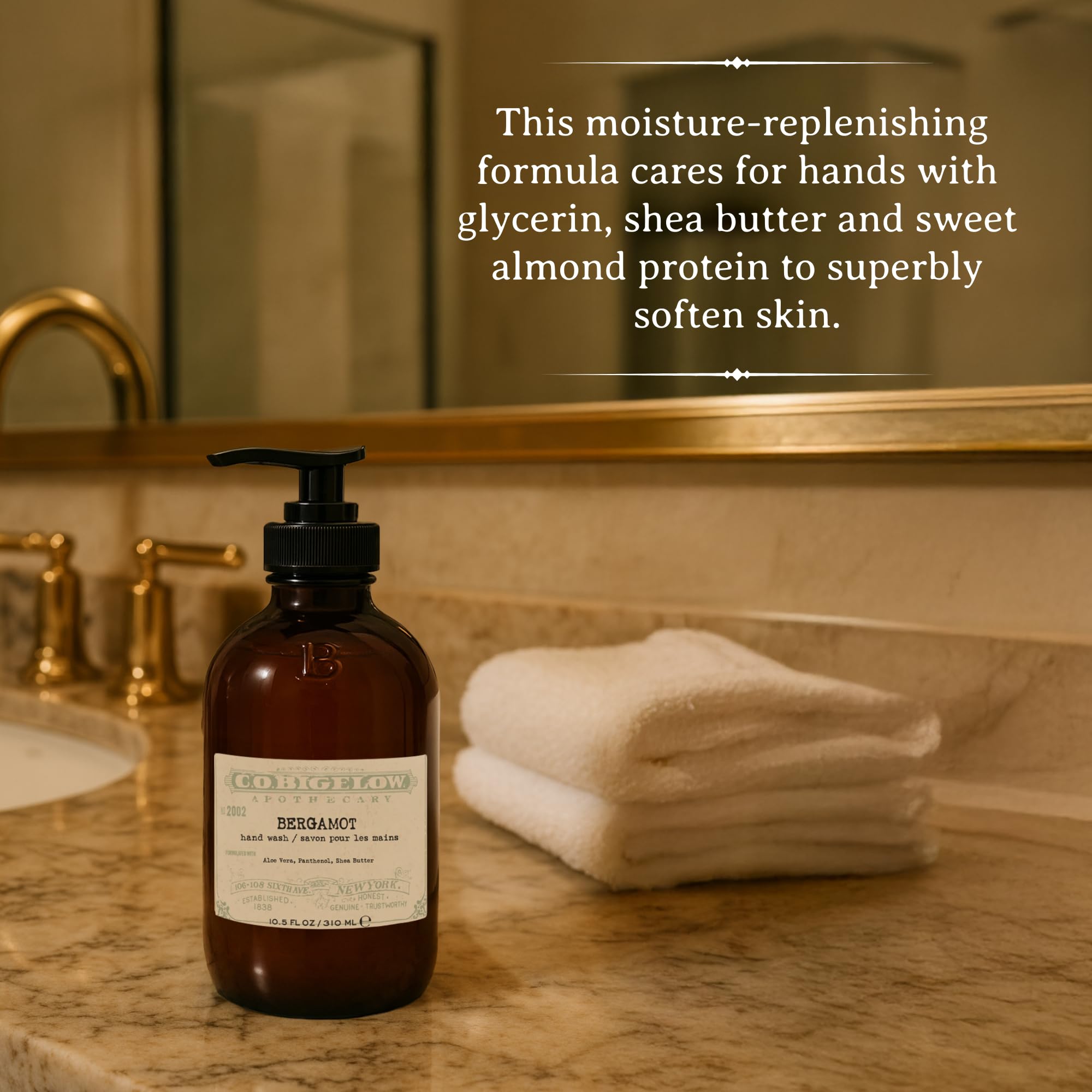 C. O. Bigelow label and ingredient panel emphasizing nourishing formulation