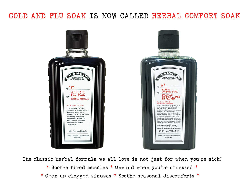 C. O. Bigelow soak dissolving in bathtub showing calming steam and at-home spa benefit