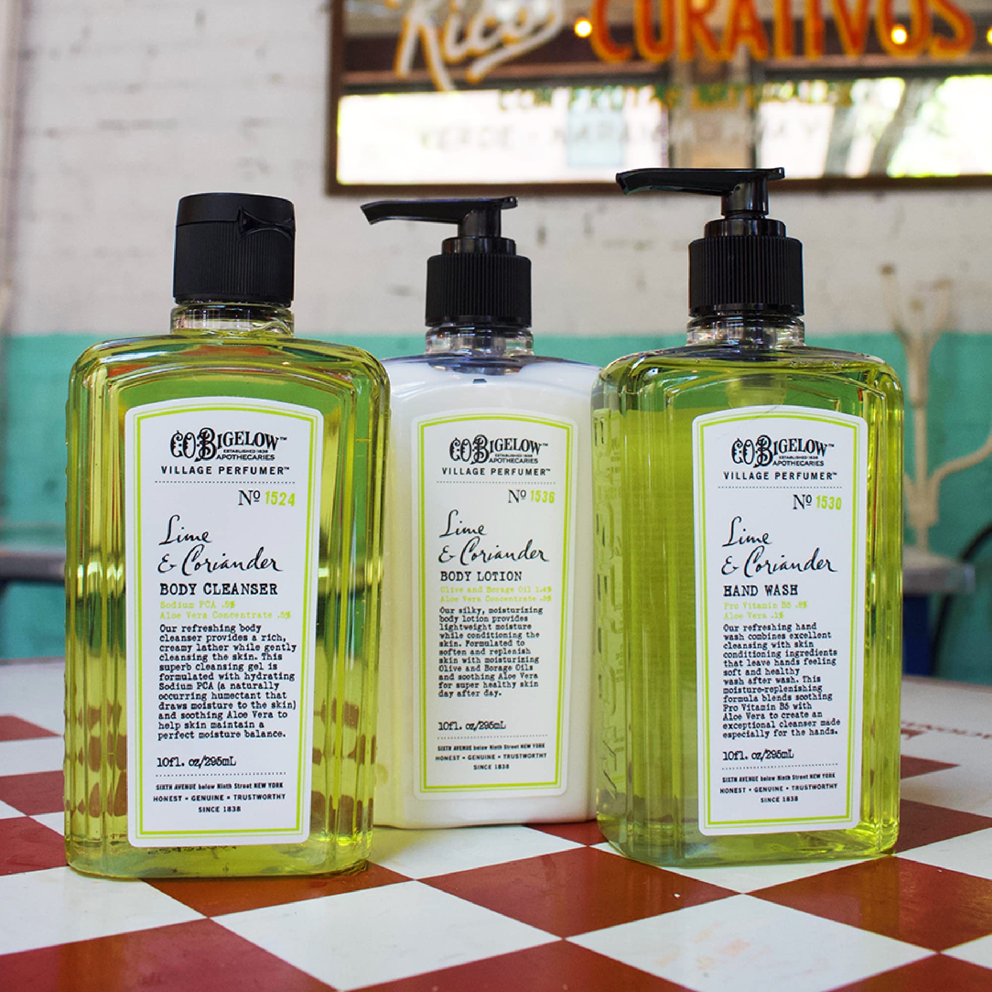 C. O. Bigelow lime and coriander styling showing citrus-herbal scent benefit
