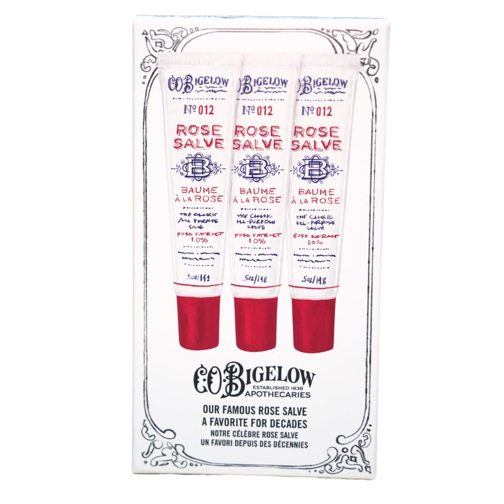 C. O. Bigelow tubes on a dresser beside toiletries, suggesting everyday routine use