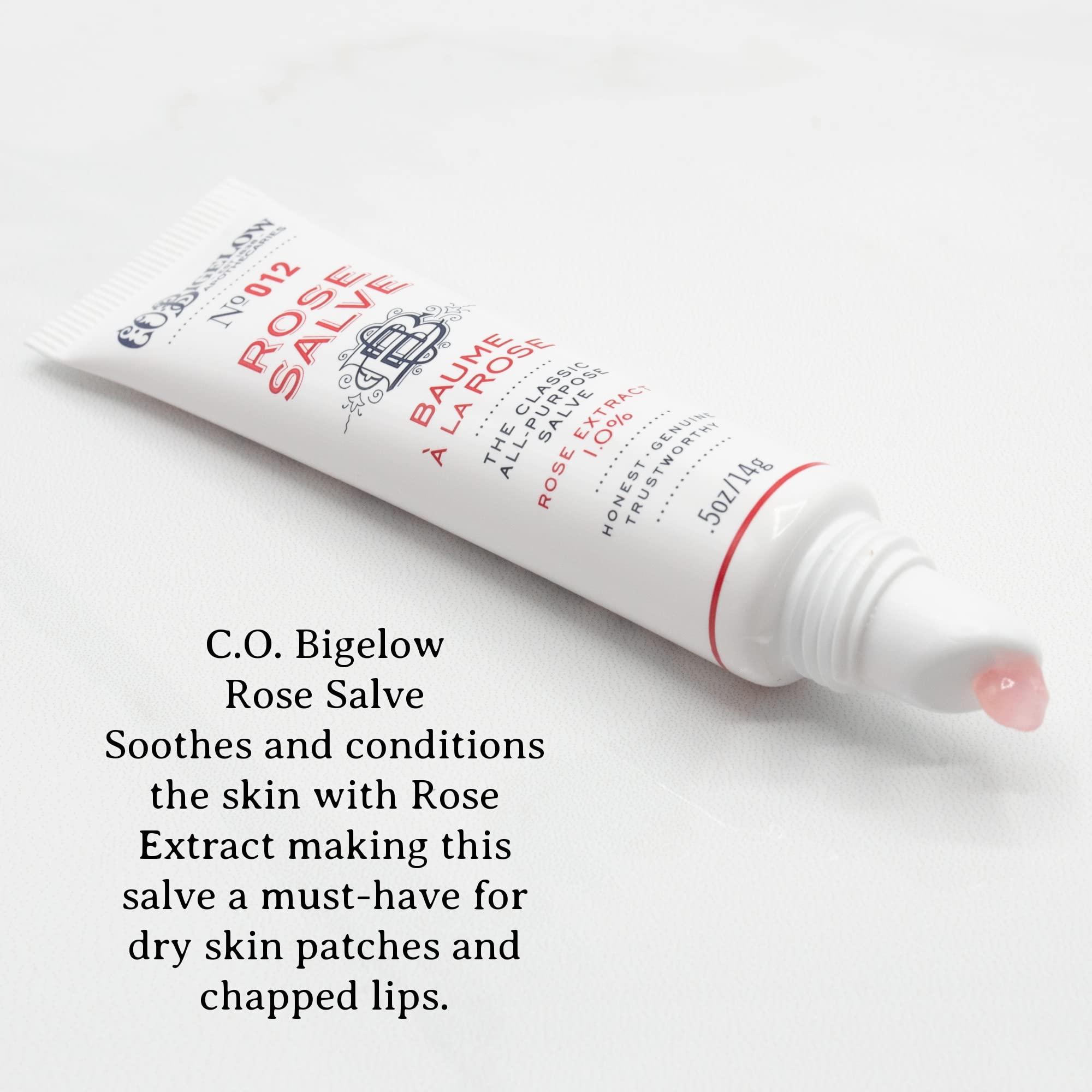 C. O. Bigelow close-up texture of salve, showing smooth non-waxy finish for hydration