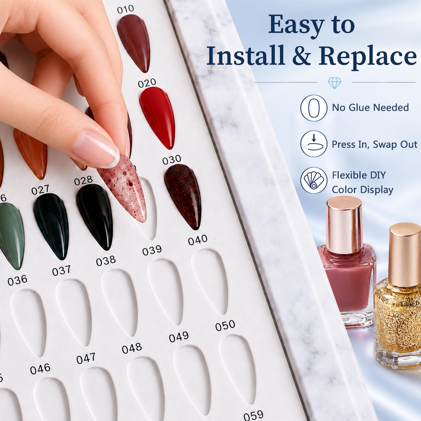 C12rtive open book with 160 displayed nail tips for client selection