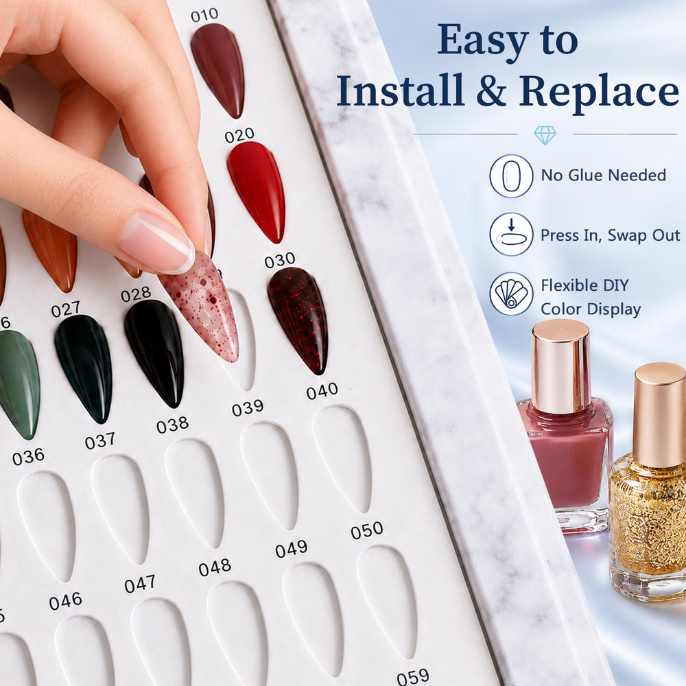 C12rtive open book with 160 displayed nail tips for client selection