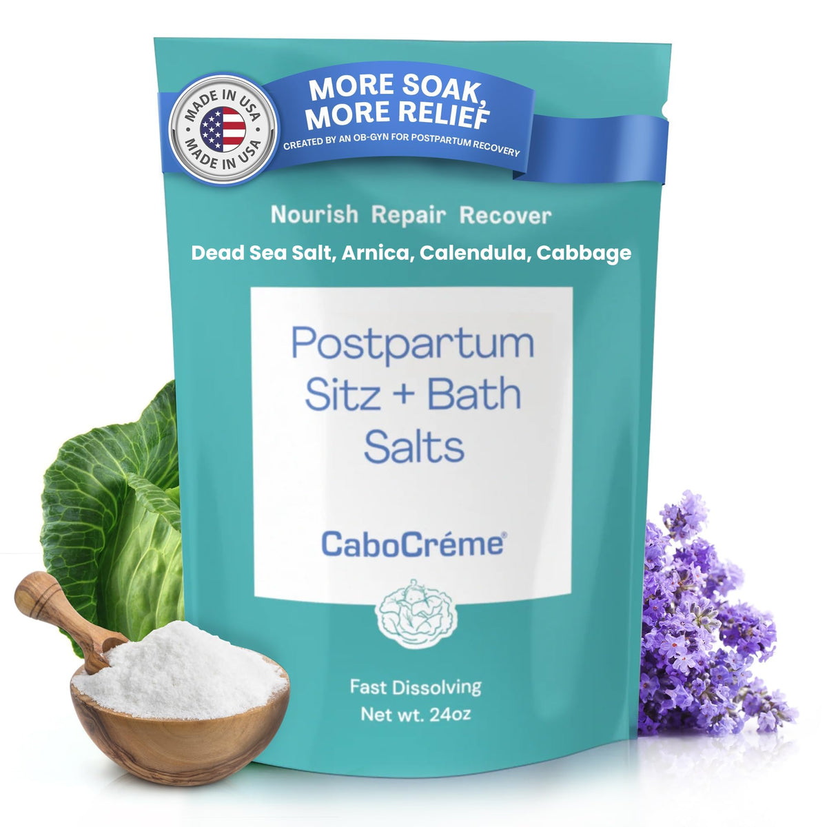 Cabocreme front packaging showing 24oz bag and clear product benefits