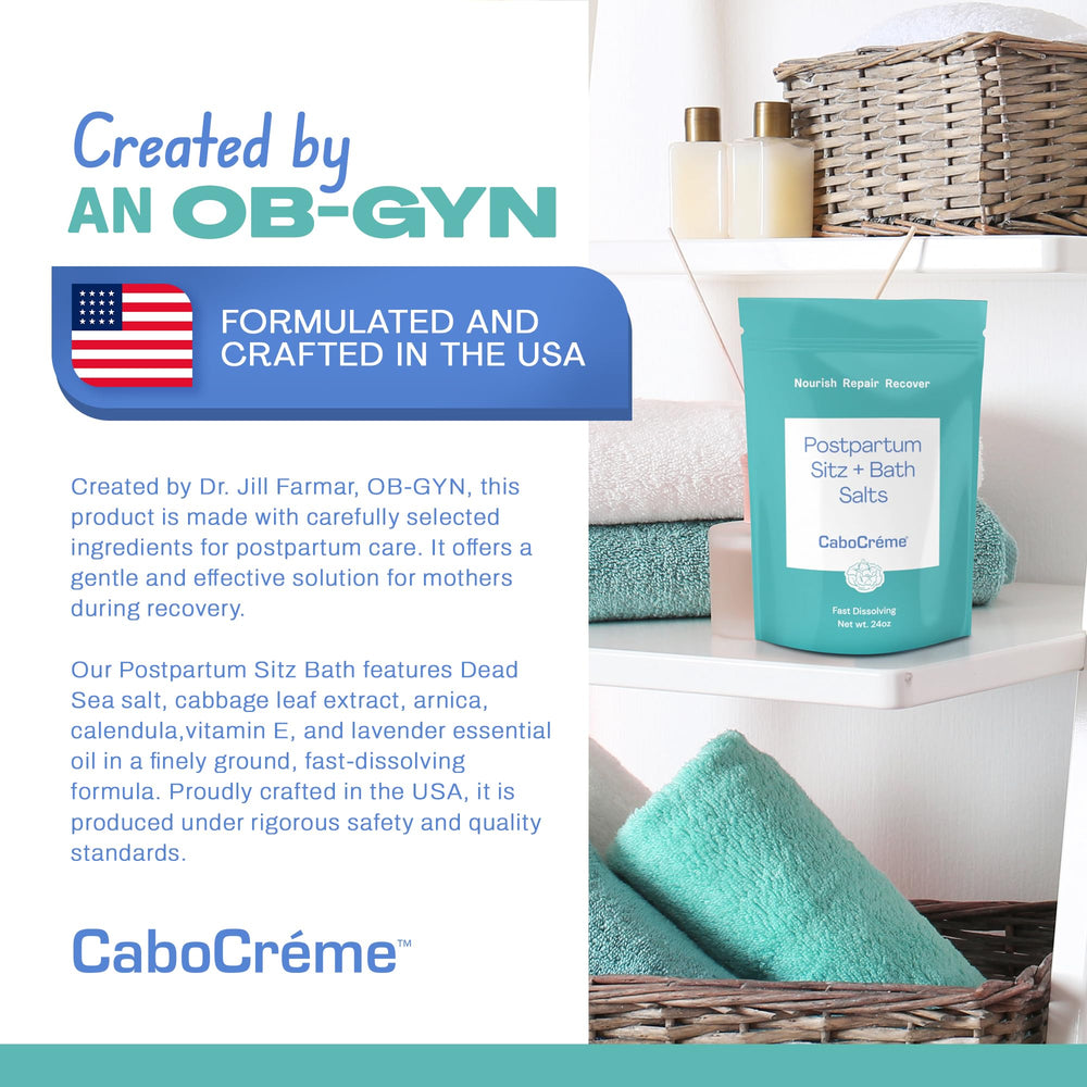 Cabocreme sitz bath setup in basin demonstrating targeted perineal comfort