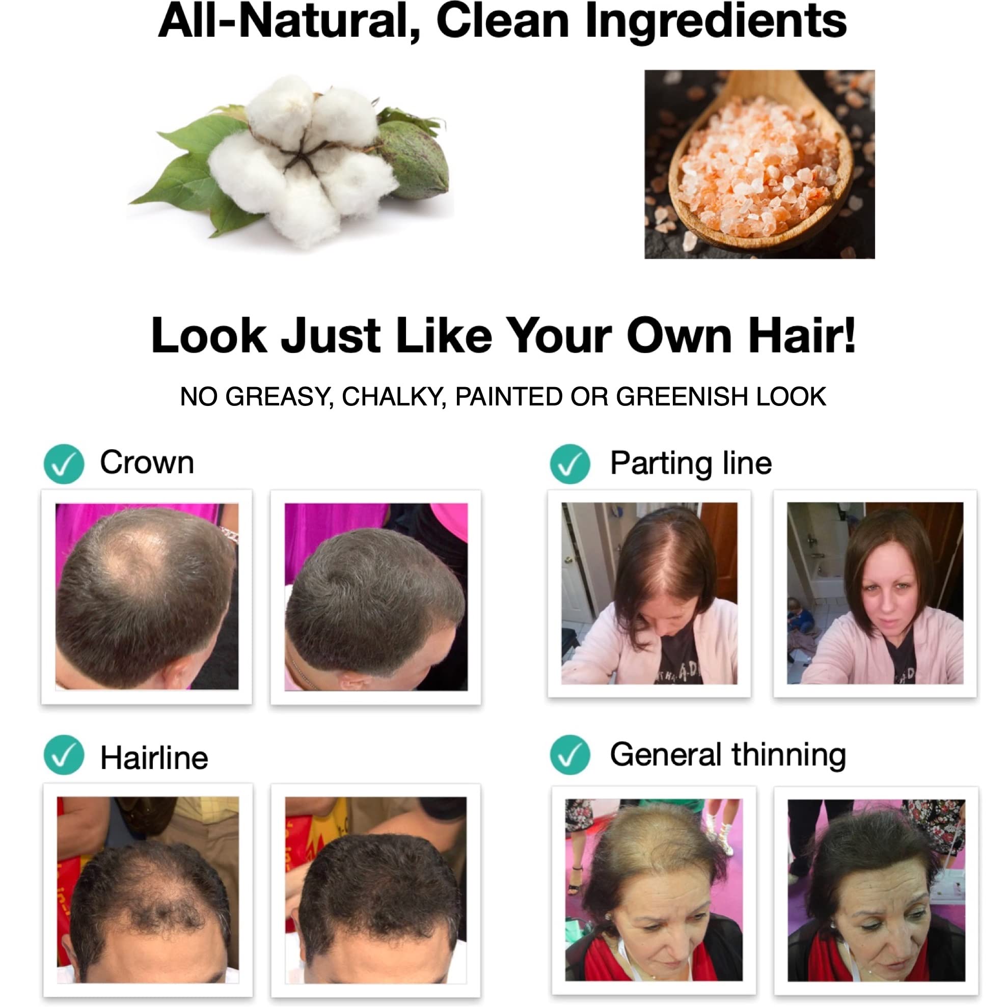 Person checking hair in mirror after Caboki application showing improved density benefit