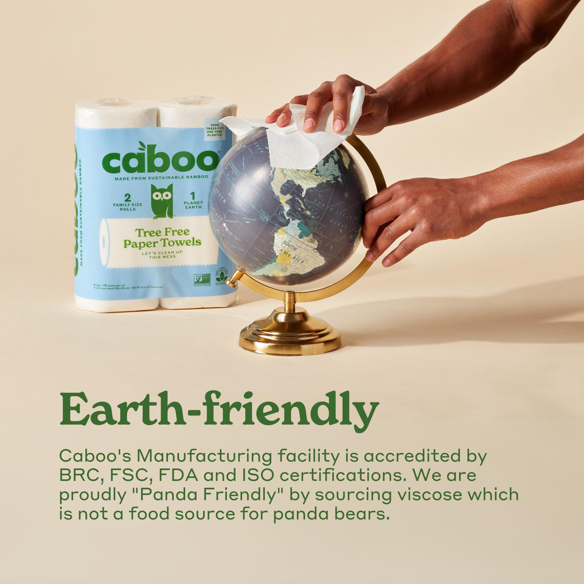 Caboo label close-up showing plant-based materials and features