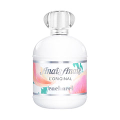 Cacharel Anais Anais front bottle showing elegant white opaline and silver cap for graceful display