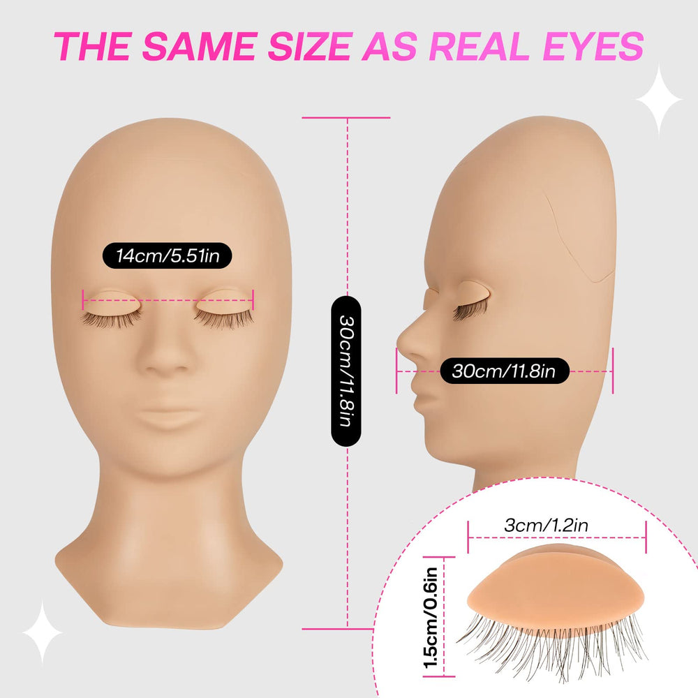 CALAILIS mannequin head in use with tweezers demonstrating improved lash placement practice