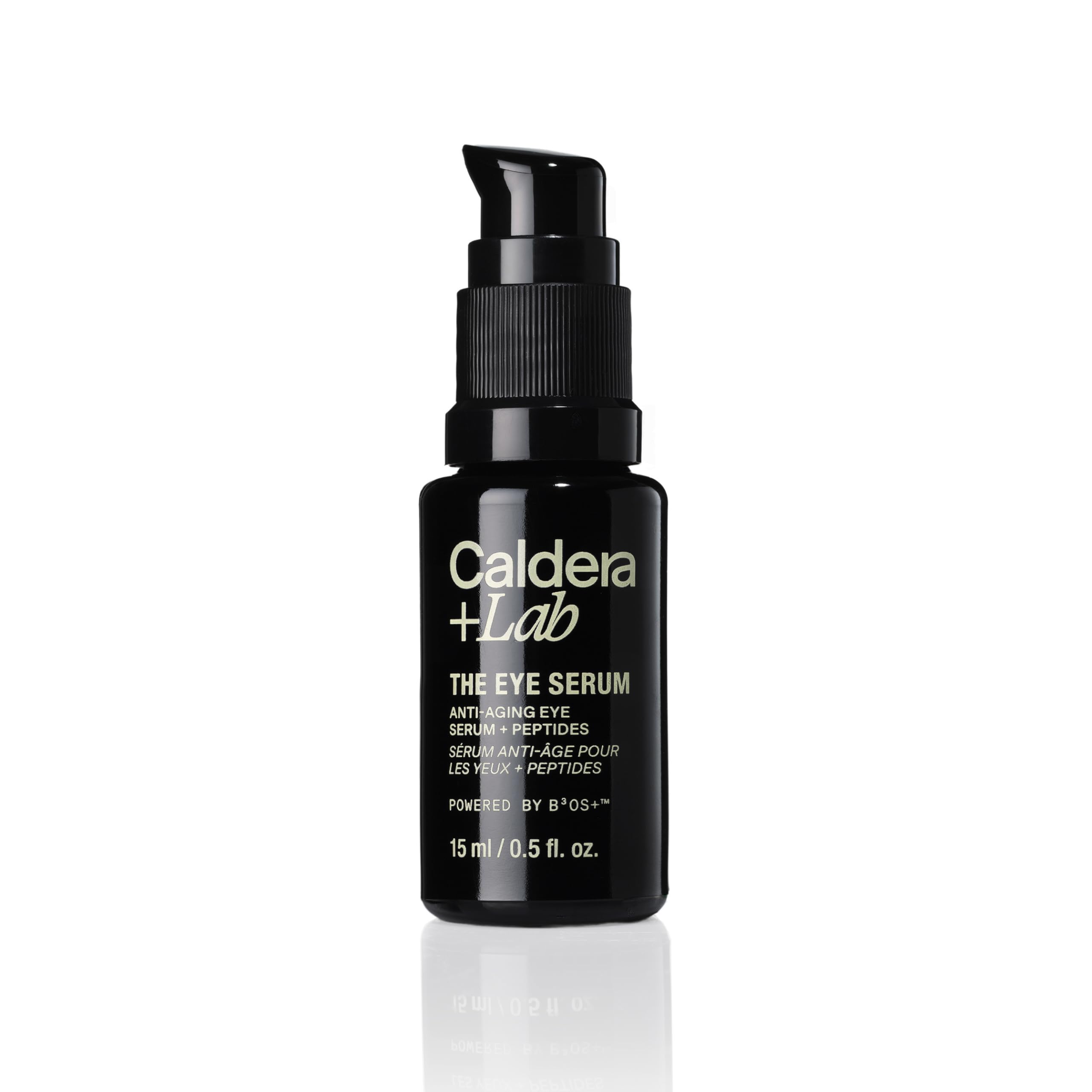 Caldera + Lab front tube view showing compact 0.5 fl oz bottle and branding benefit: easy storage
