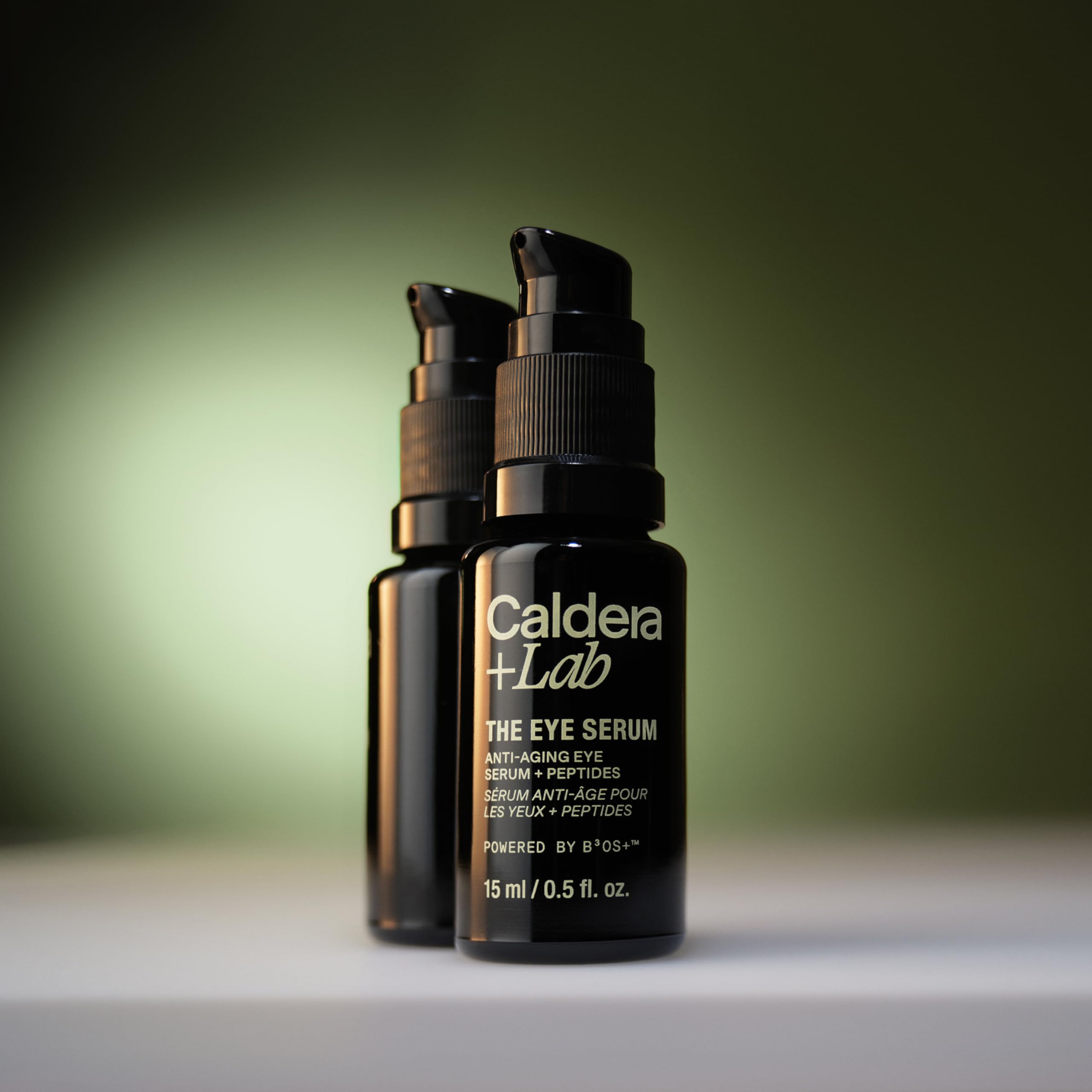 Caldera + Lab ingredients display with plant stems and peptide concept for nourishing antioxidant benefit