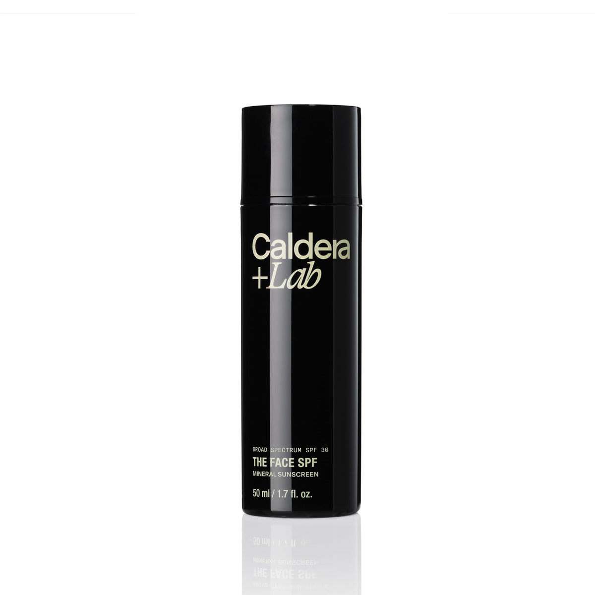 Caldera + Lab front packaging showing compact SPF 30 tube and easy carry benefit