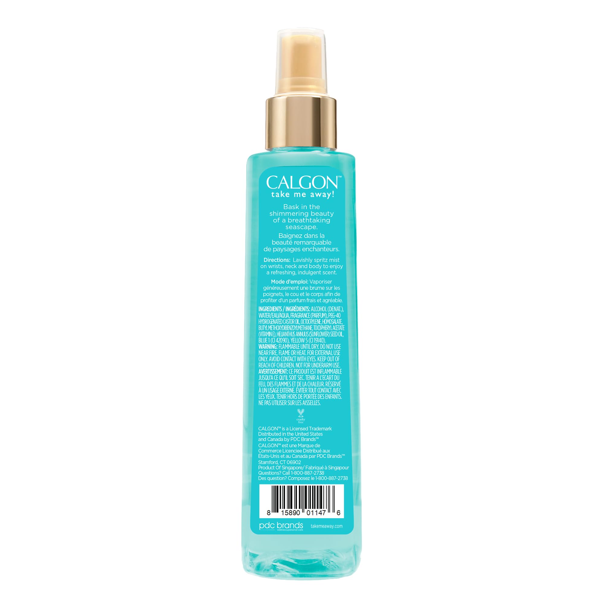 Calgon Turquoise Seas close-up of spray nozzle demonstrating fine mist for quick refreshes