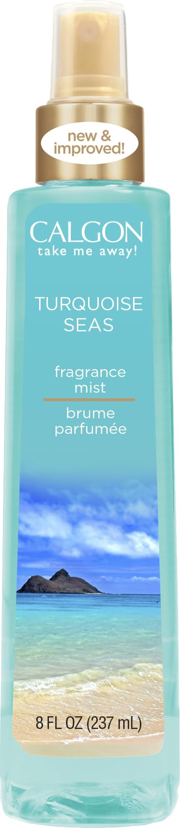 Calgon Turquoise Seas front bottle showing label and ocean-inspired design for fresh scent