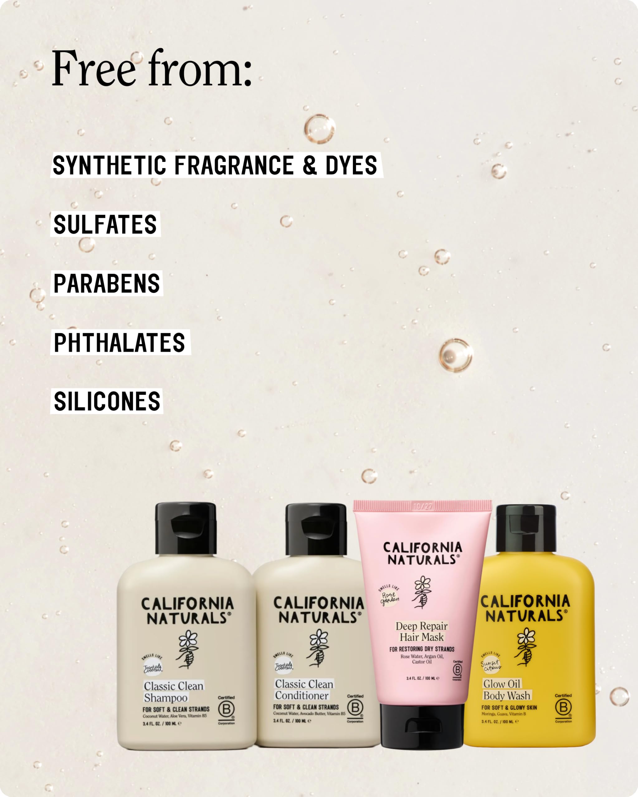 California Naturals body wash lather on hand demonstrating hydrating, glowy cleanse