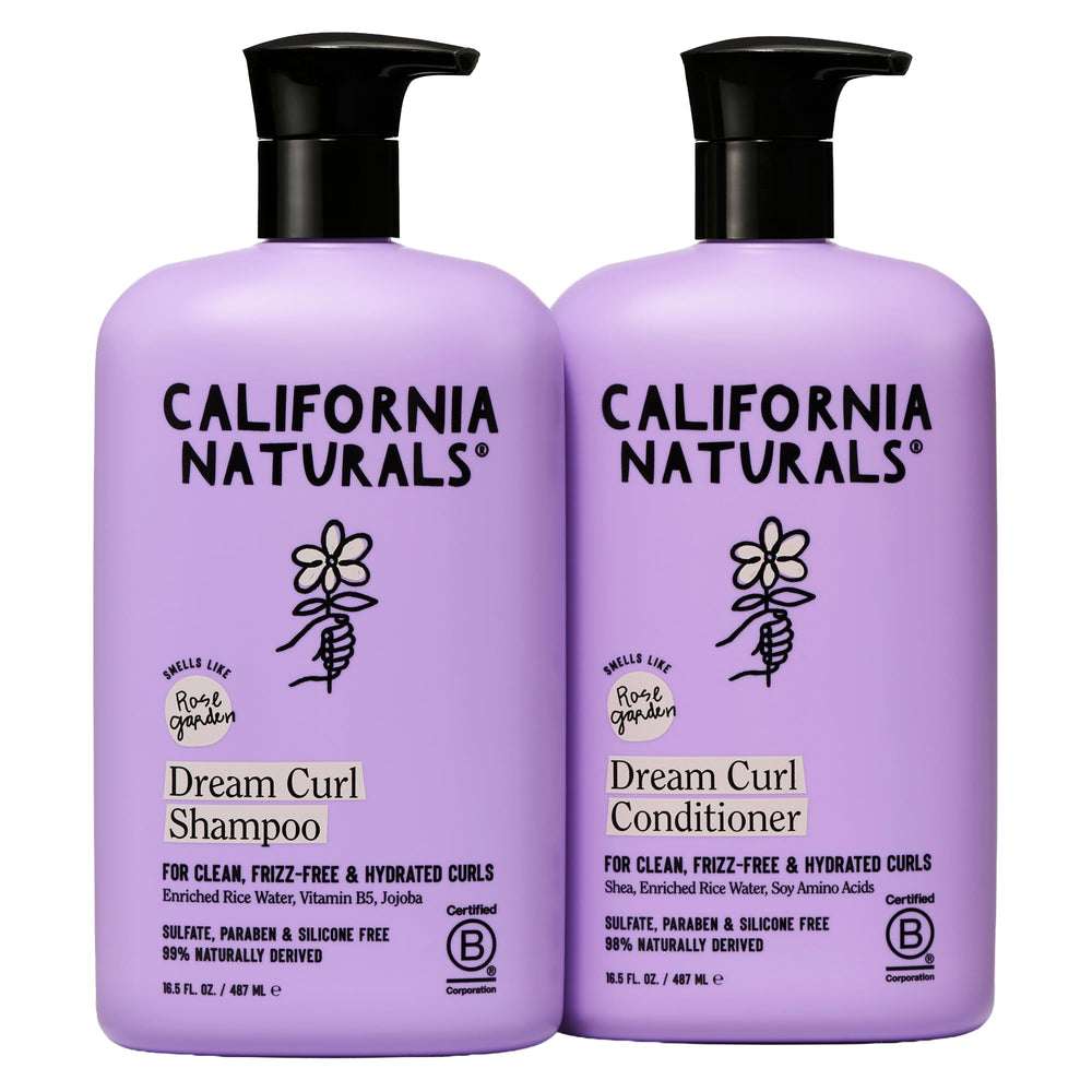 California Naturals front packaging of shampoo and conditioner showing set benefit