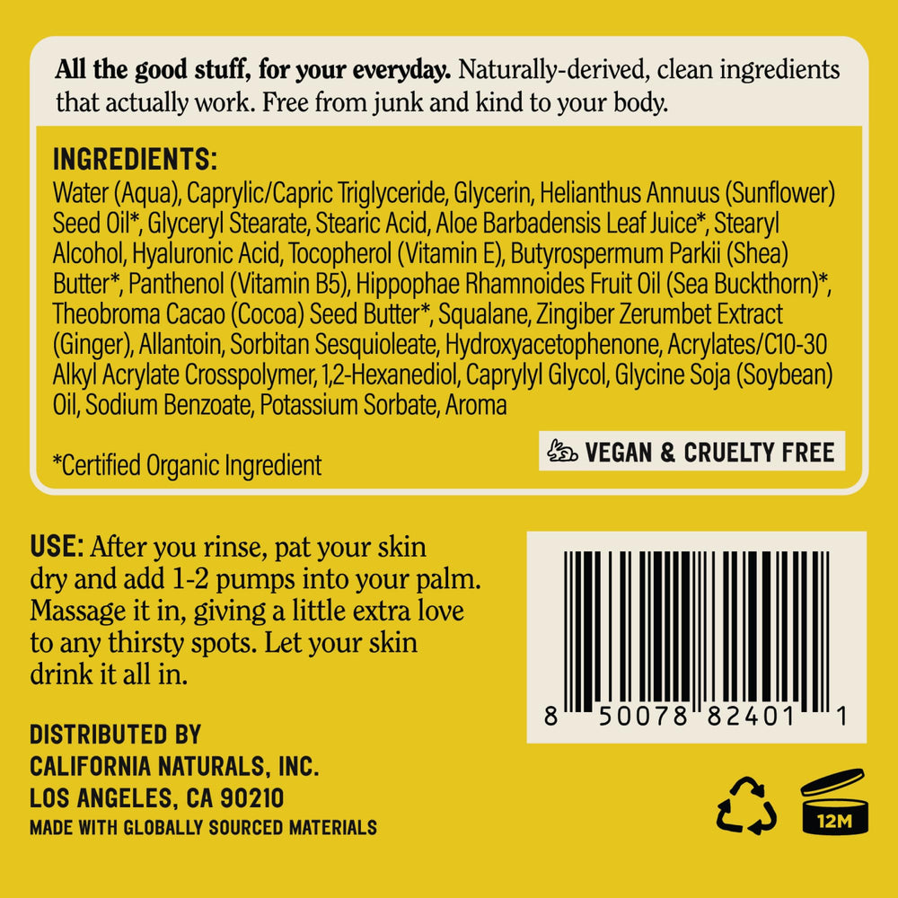 California Naturals recycled packaging label emphasizing sustainable, eco-conscious materials