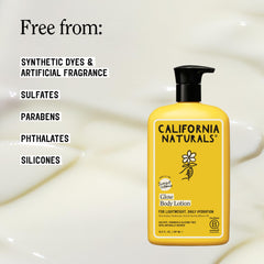 California Naturals creamy lotion texture close-up showing silky hydration for dry skin