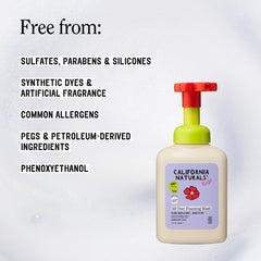 California Naturals close-up foam texture showing mild lather and gentle cleanse