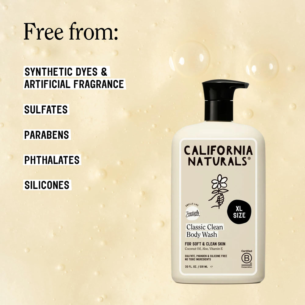 California Naturals gel-to-foam texture on hand, shows gentle lathering