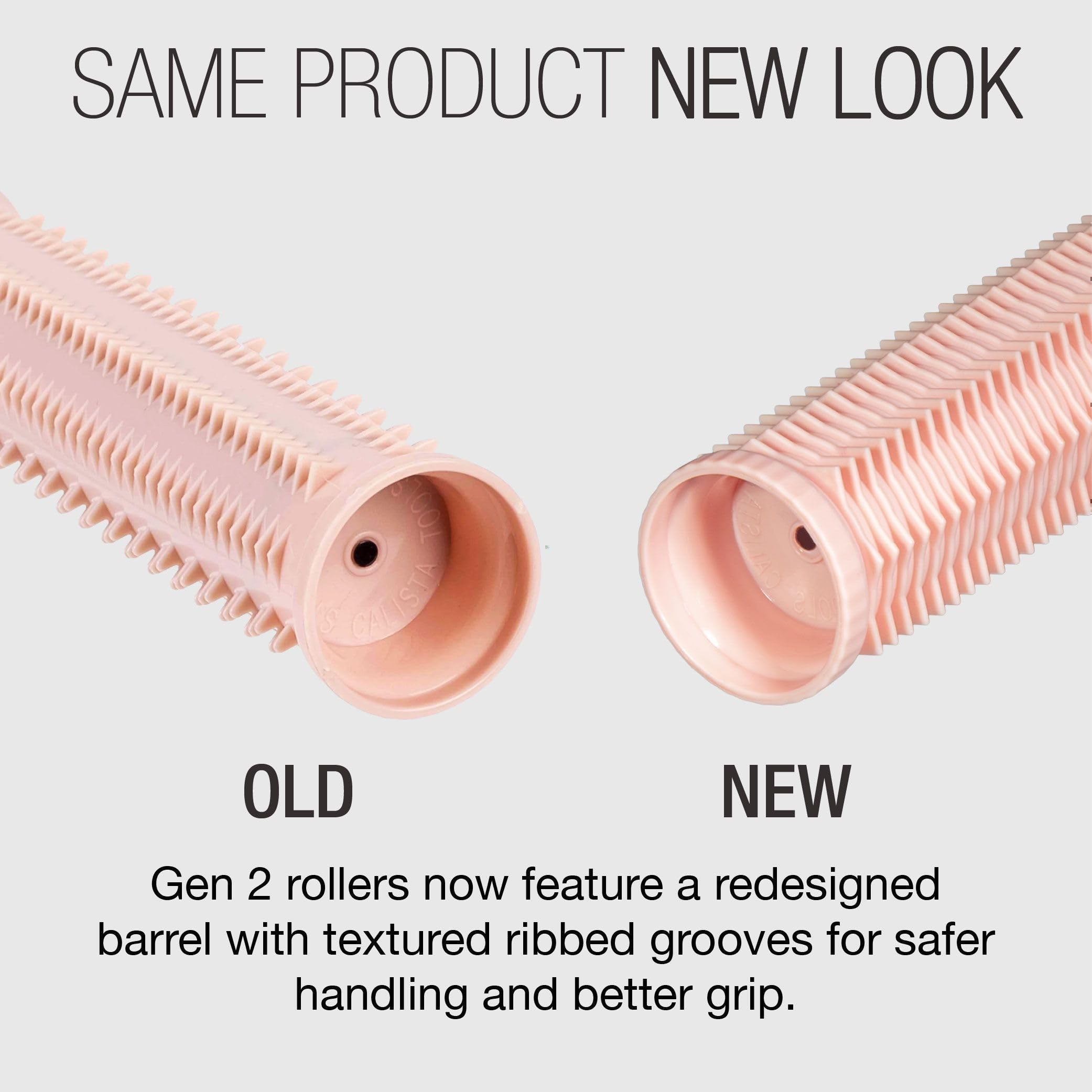 Calista rollers held in hand for scale, illustrating long size ideal for long hair