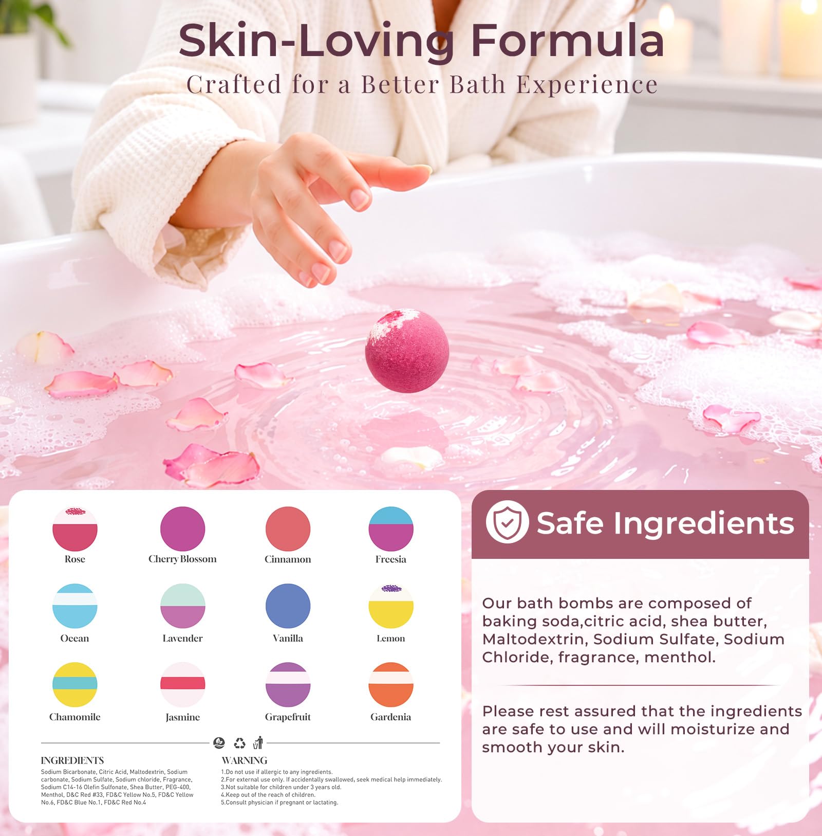 CalmNFiz bath bomb held in hand showing size and portion for single bath use