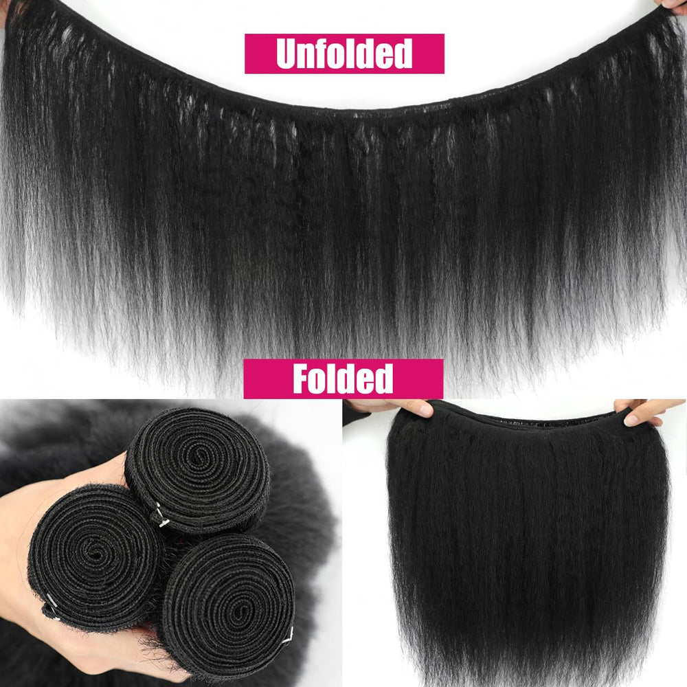 CALNESHIA model wearing straightened bundles demonstrating smooth finish and shine