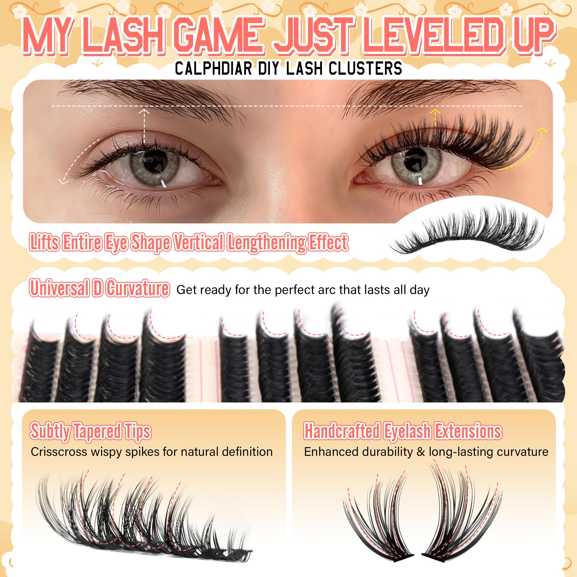 calphdiar applied on eye demonstrating natural curl and instant lift benefit