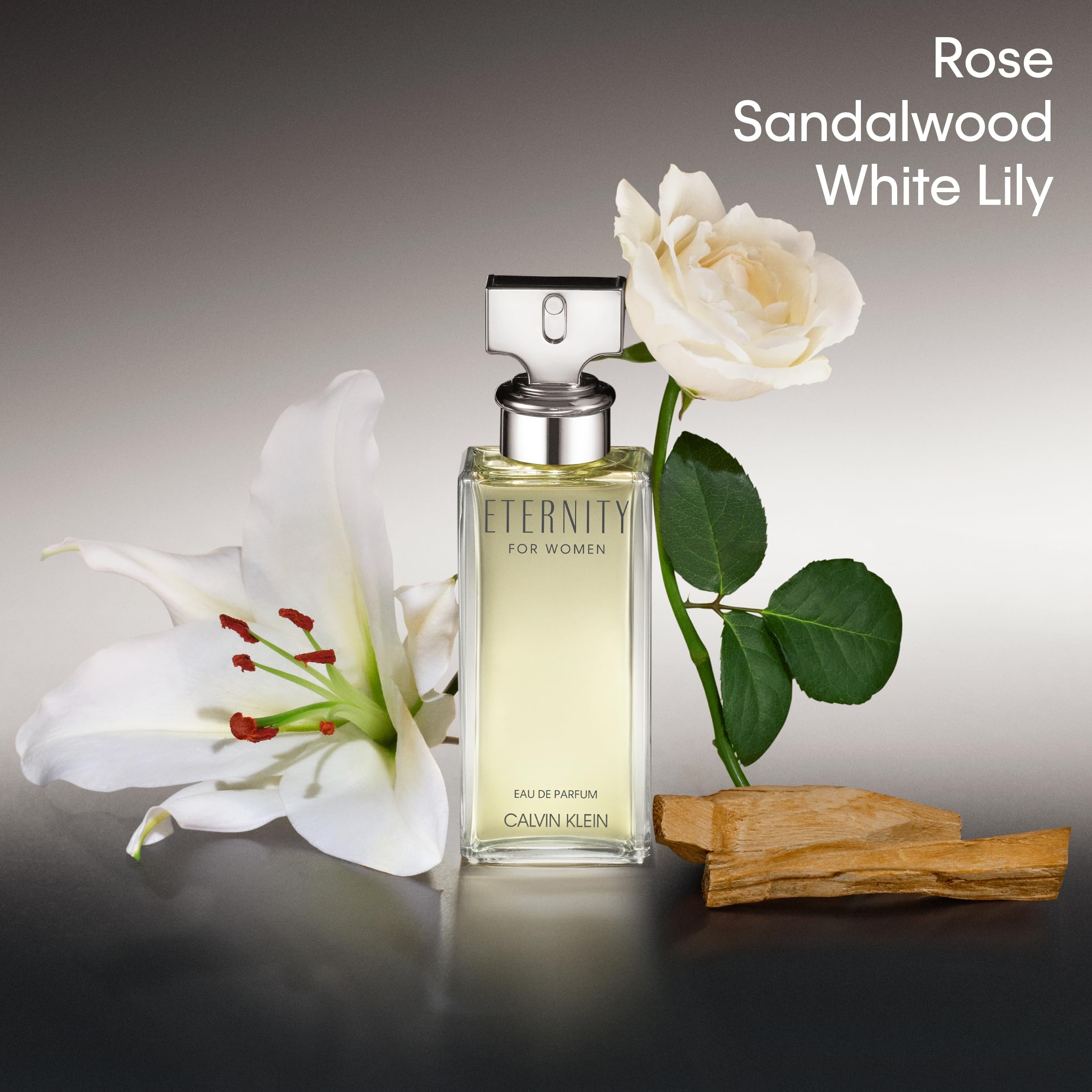 Calvin Klein Eternity side label showing fragrance concentration and branding benefit