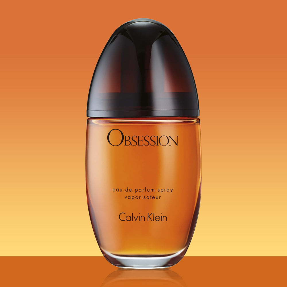 Close-up of Calvin Klein Obsession label highlighting brand authenticity and premium finish