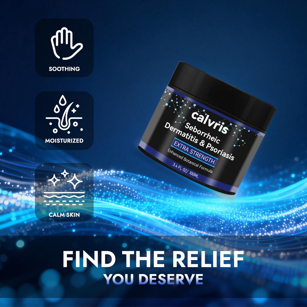 Calvris after-use scalp shot illustrating reduced flakes and calmer scalp appearance