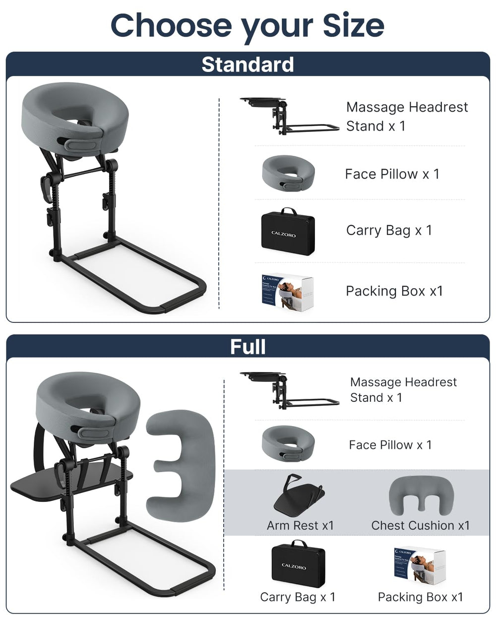 CALZORO folded headrest inside carrying bag for portable storage benefit