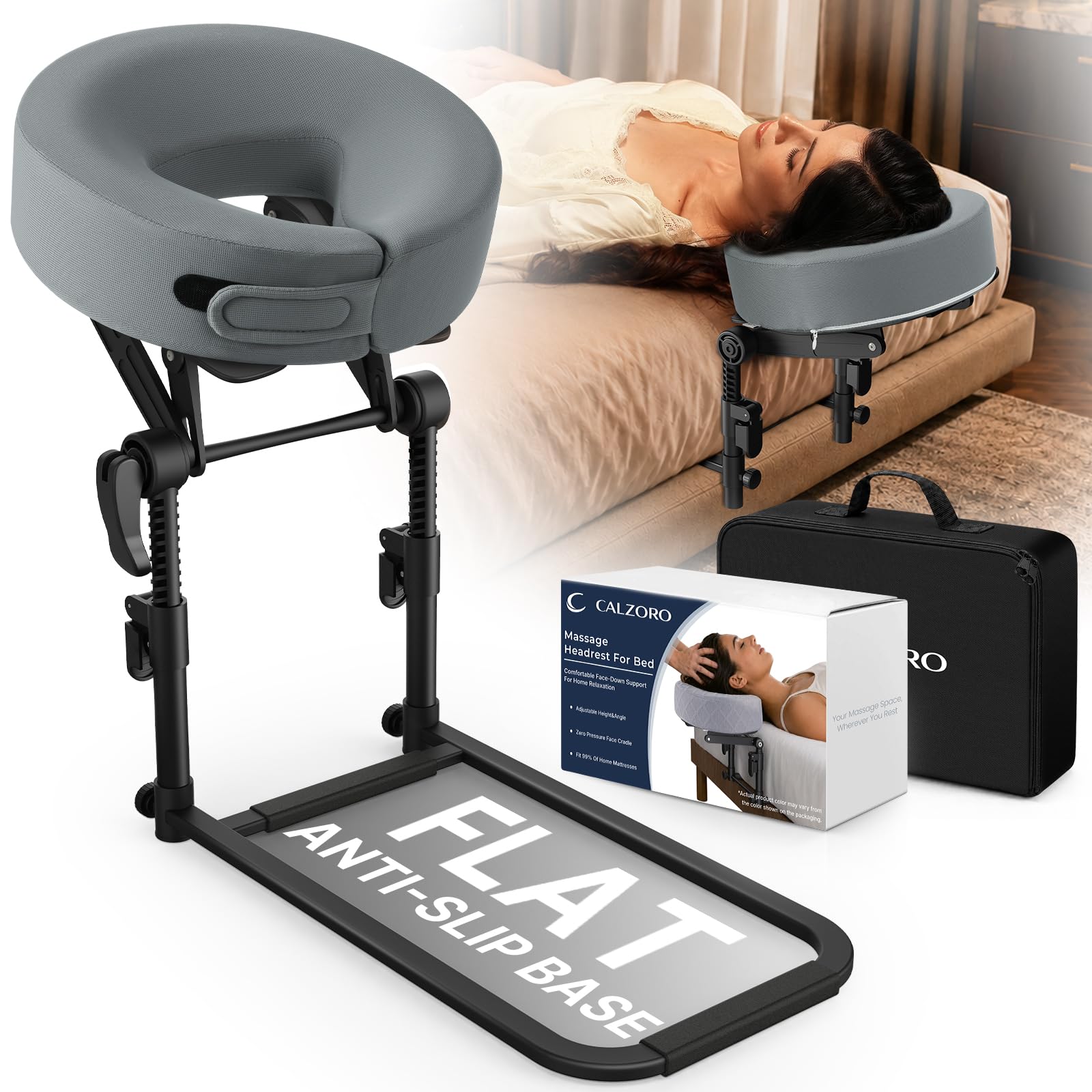 CALZORO front view of face cradle showing ergonomic shape and comfort