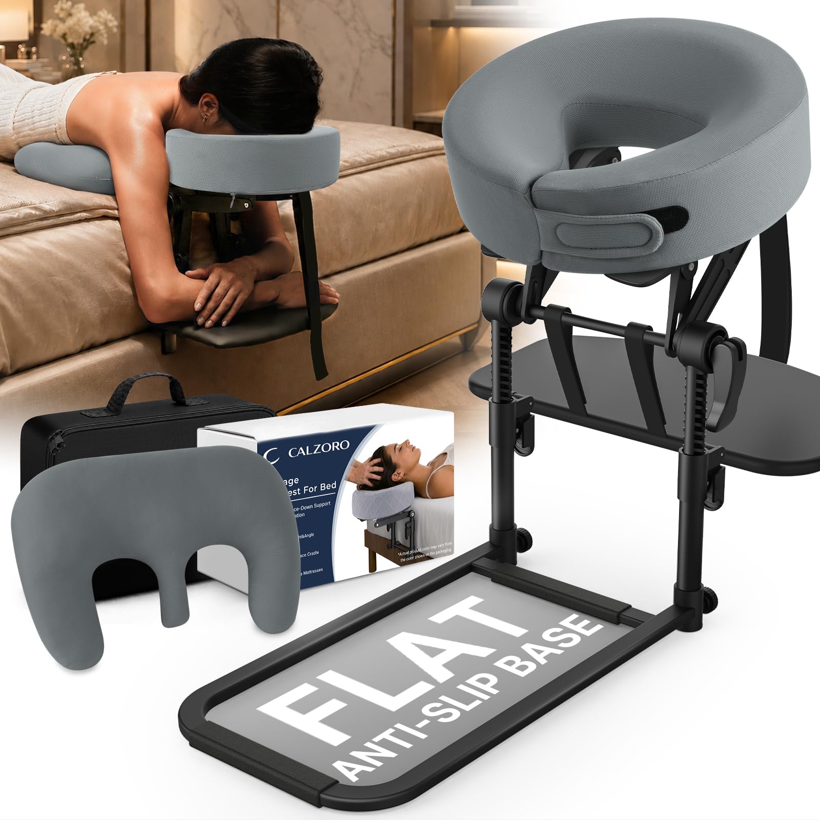 CALZORO front view showing full headrest setup and ergonomic support