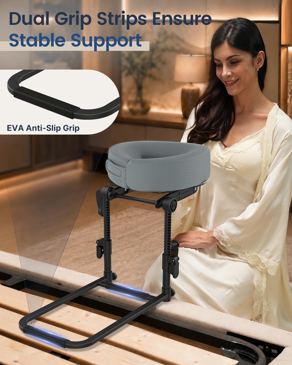 CALZORO 180-degree rotatable face cradle adjusted to preferred angle