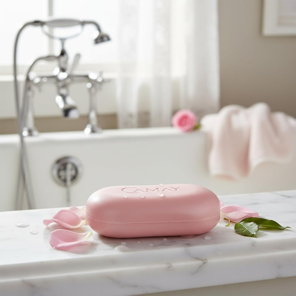 Camay classic in hands with wet lather demonstrating thorough cleanse benefit