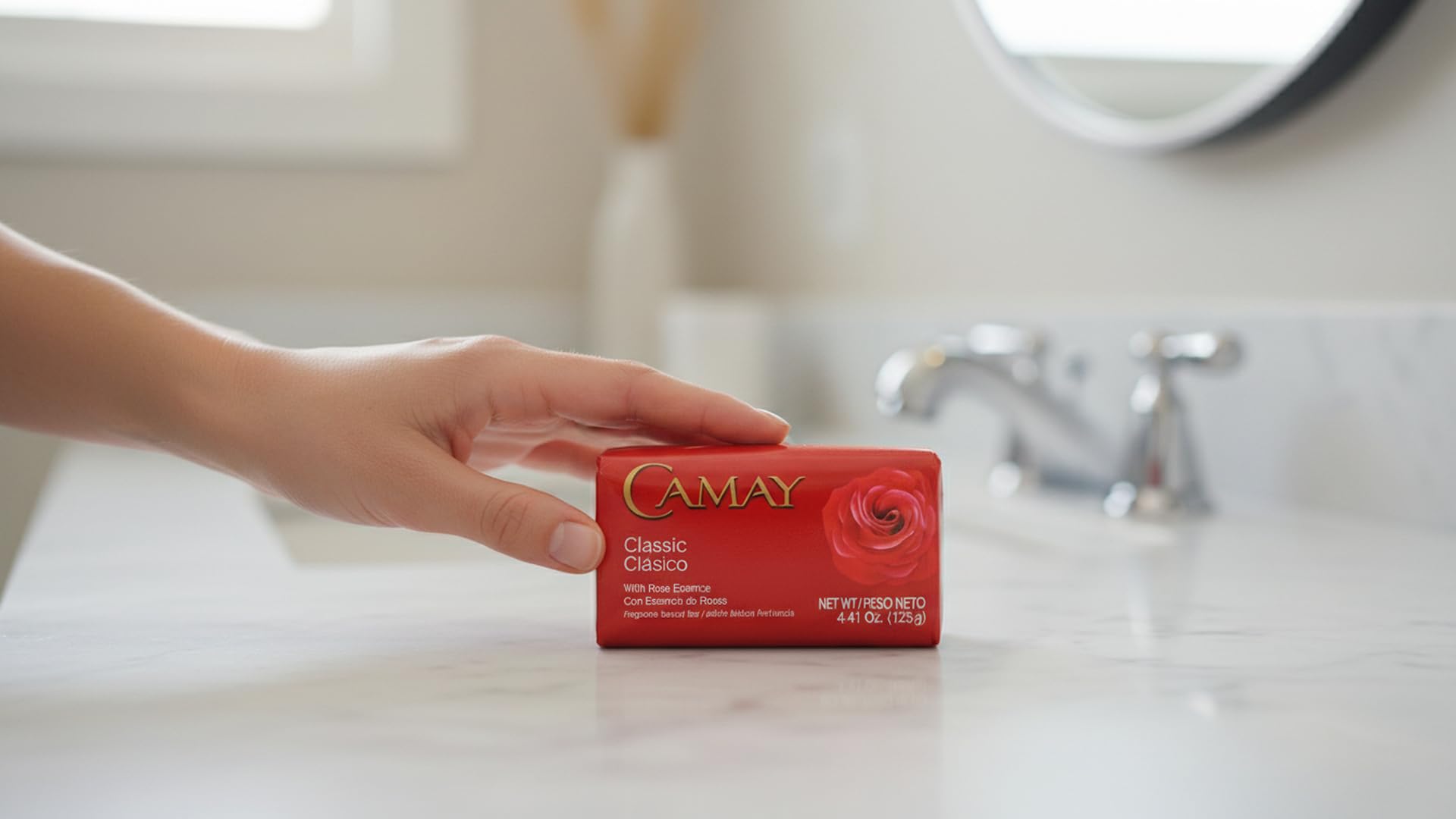 Camay classic bars packed in travel bag for convenient guest use benefit