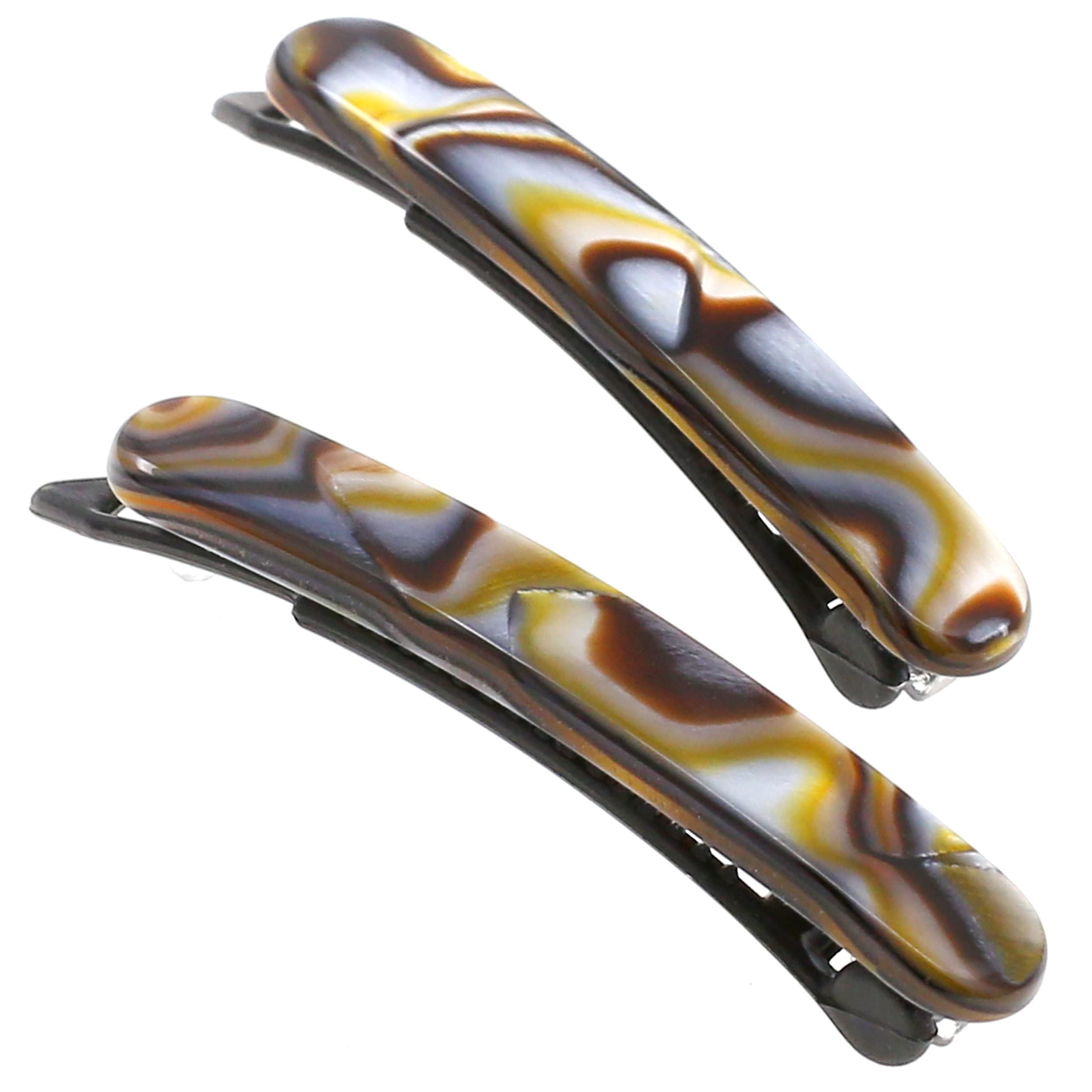 Camila Paris front view of barrette showing elegant onyx finish and secure hold