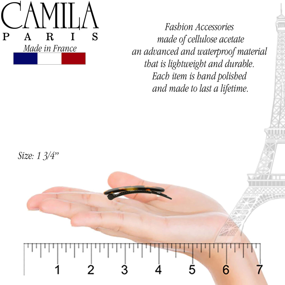 Camila Paris barrette worn in hair showing comfortable, stylish hold