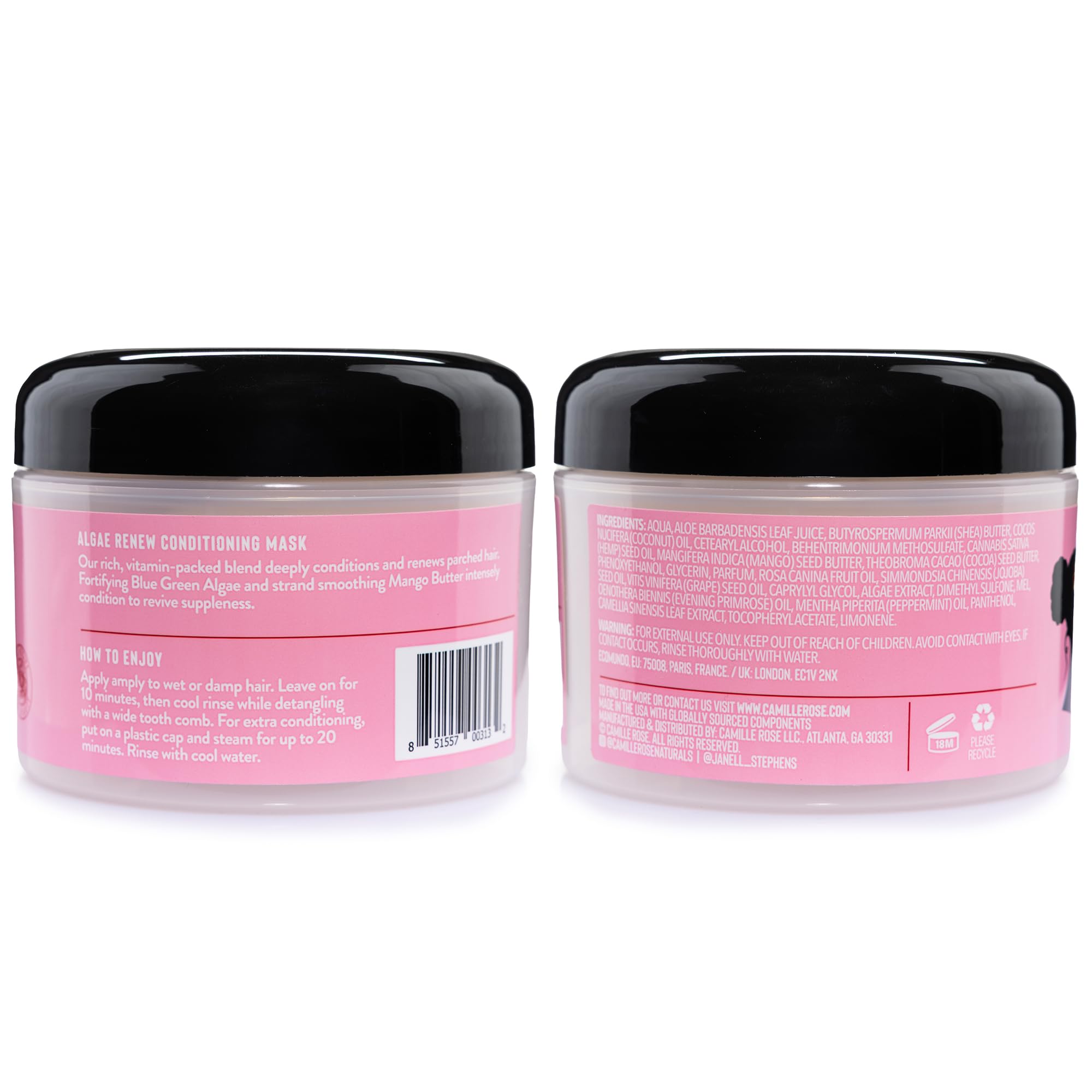 Camille Rose open jar texture of creamy mask demonstrating rich hydration