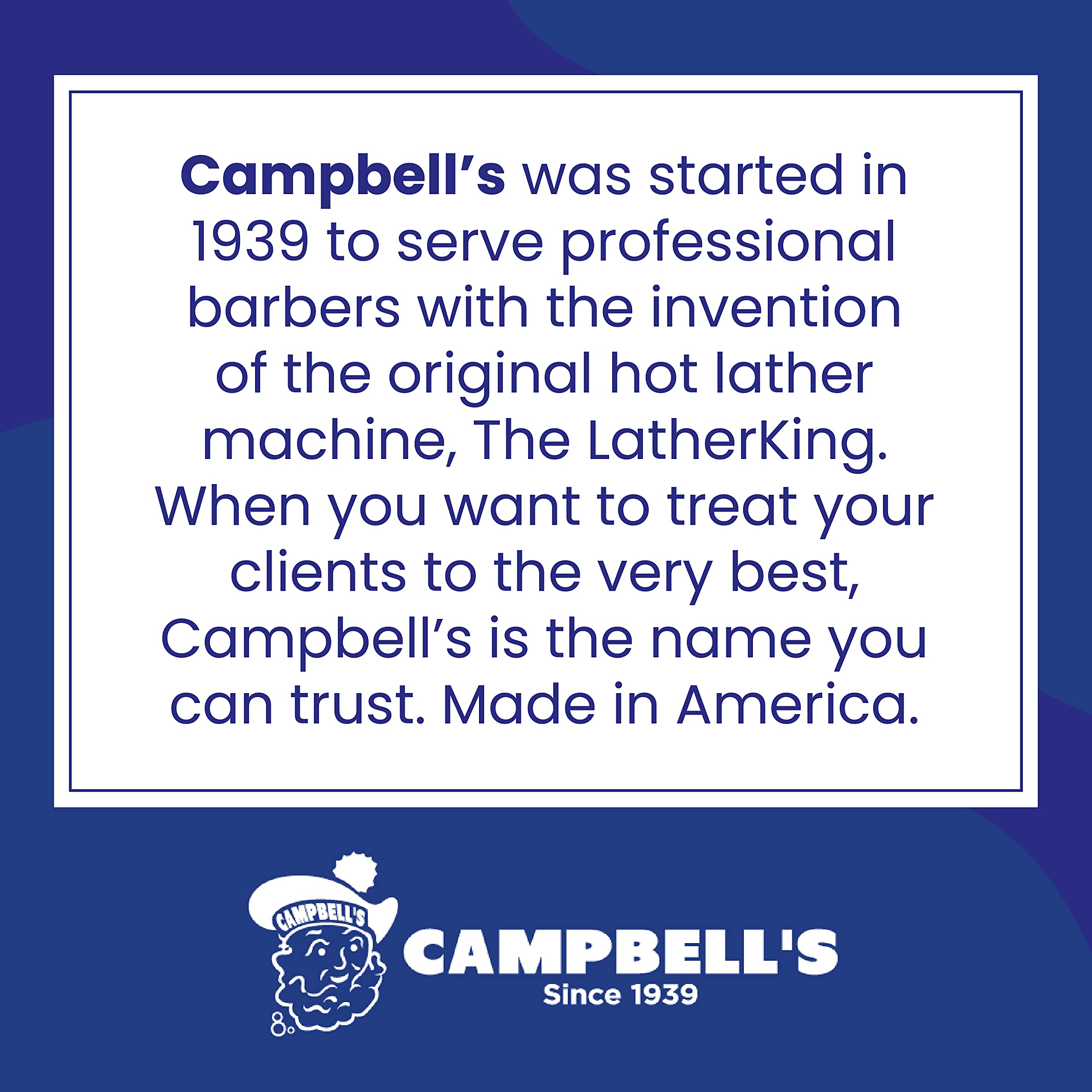 Barber using Campbell's premix in a shop for quicker, quality shaves benefit