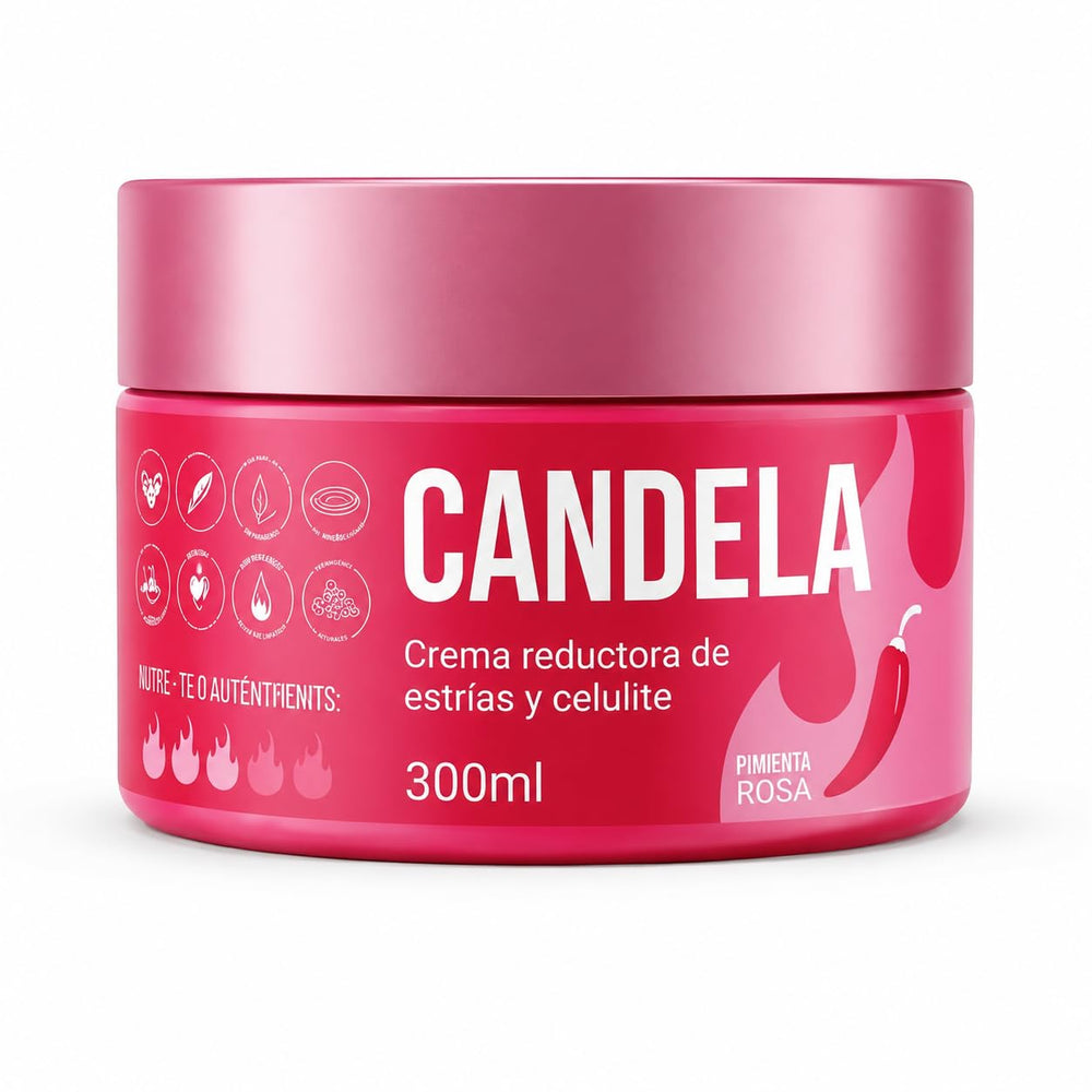CANDELA jar front view showing label and 300g size benefit