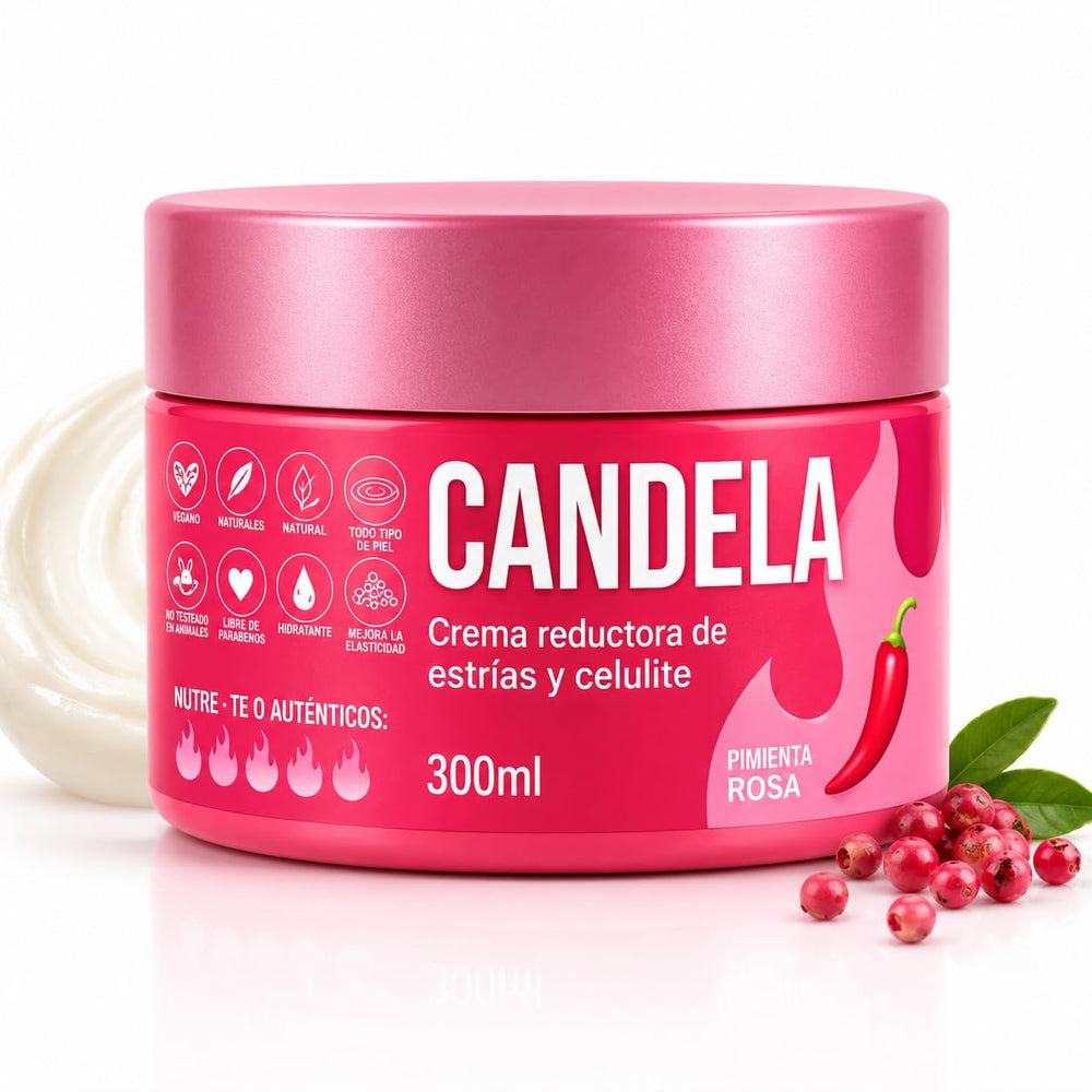 CANDELA jar open with cream visible demonstrating rich consistency benefit