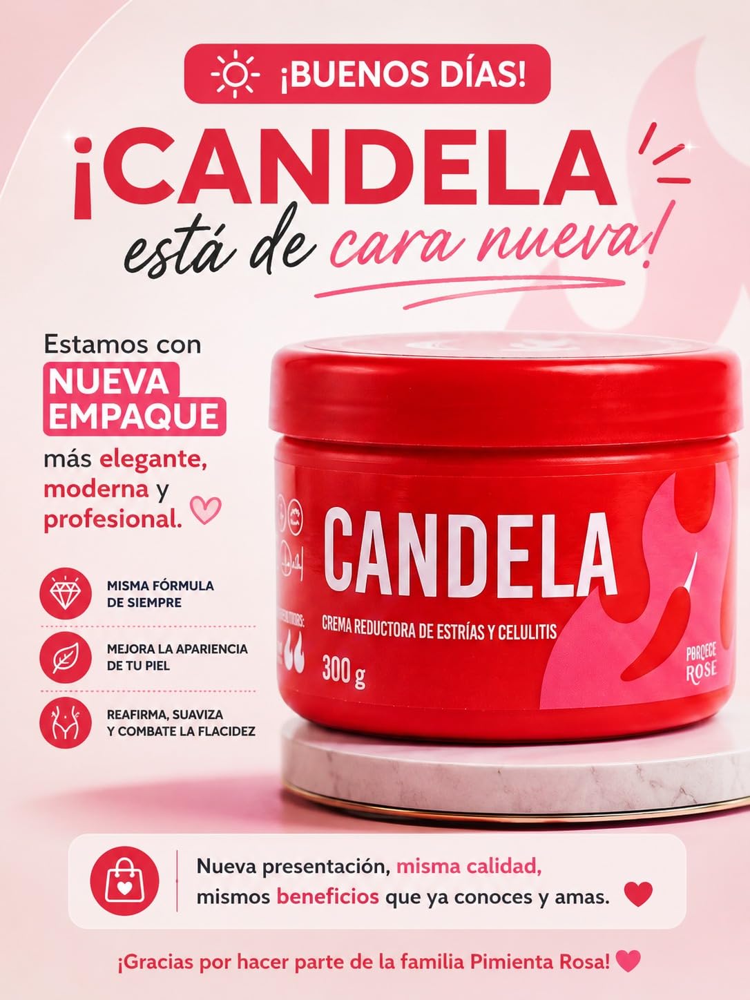 CANDELA on bathroom shelf in lifestyle setting showing daily routine benefit