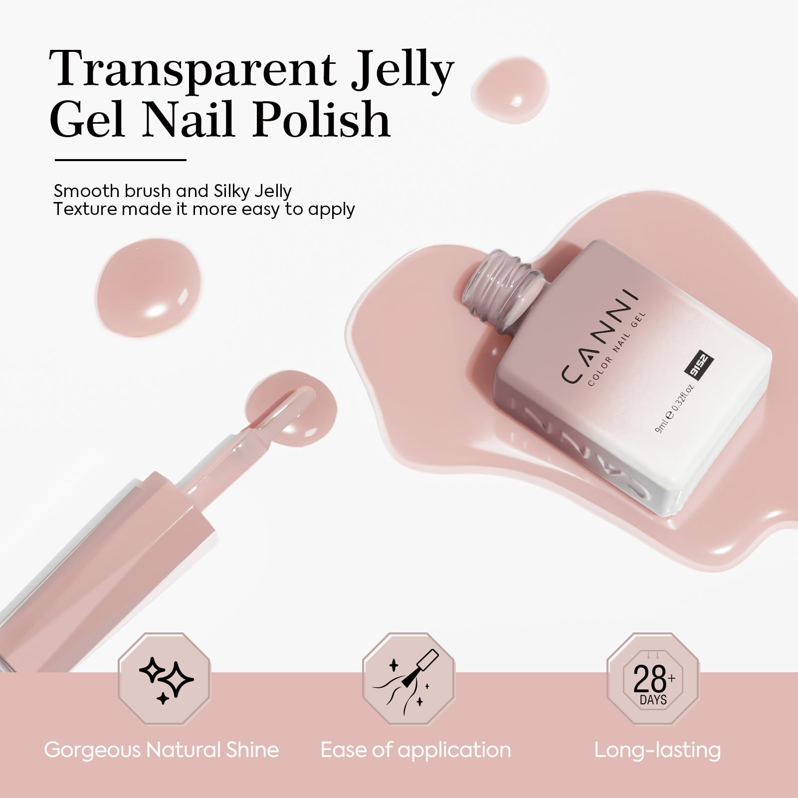 CANNI brush detail with thick bristles for smooth, even gel application benefit
